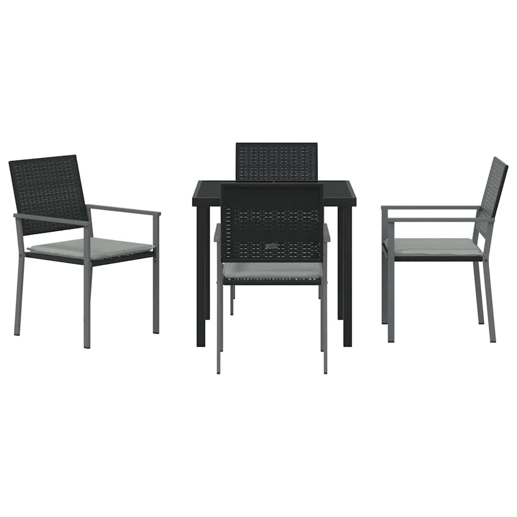 Ensemble de salle à manger pour jardin 5 pcs Noir et Gris Clair - XIOS