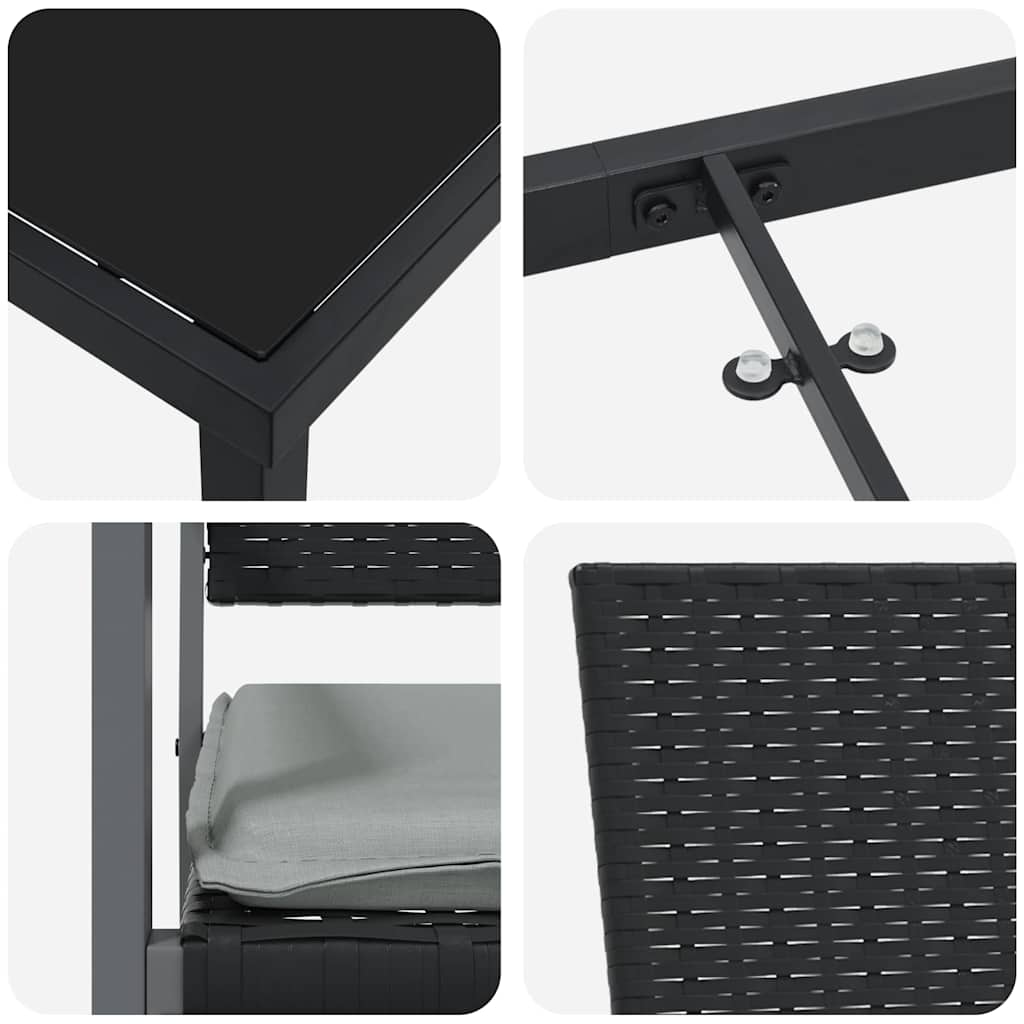 Ensemble de salle à manger pour jardin 5 pcs Noir et Gris Clair - XIOS