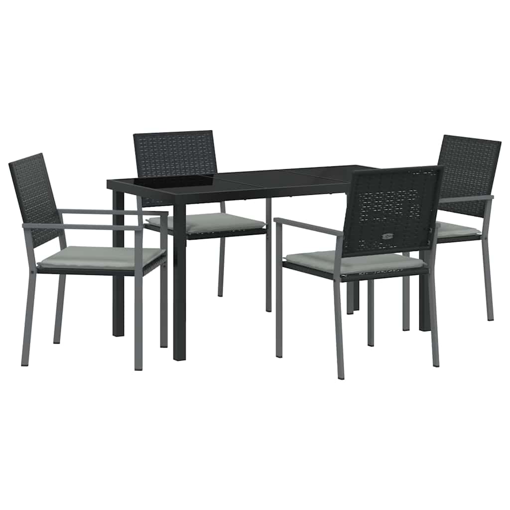Ensemble de salle à manger pour jardin 5 pcs Noir et Gris Clair - XIOS