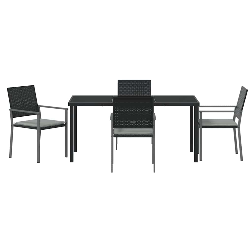 Ensemble de salle à manger pour jardin 5 pcs Noir et Gris Clair - XIOS