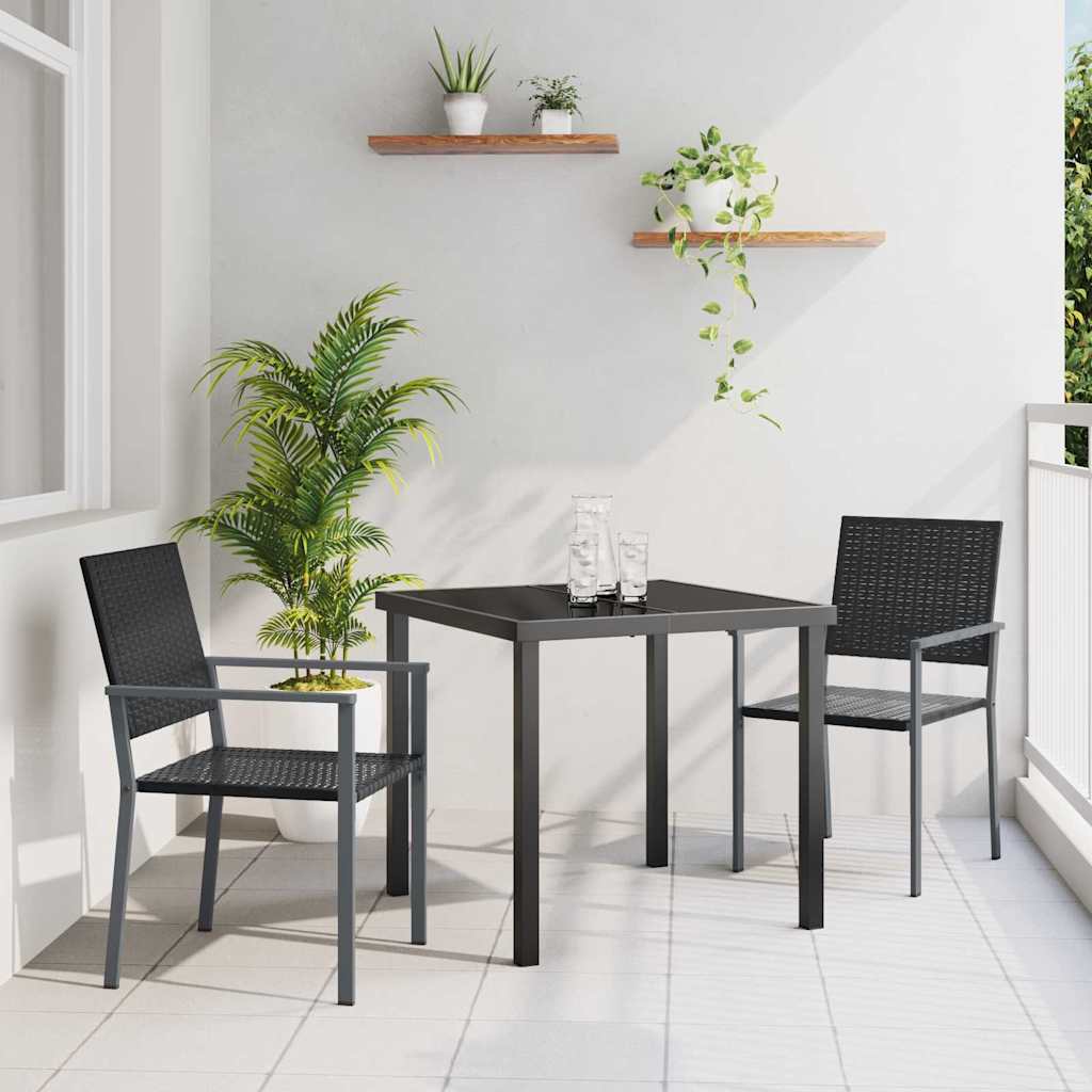 Ensemble de salle à manger pour jardin 3 pcs Noir Rotin PE - XIOS