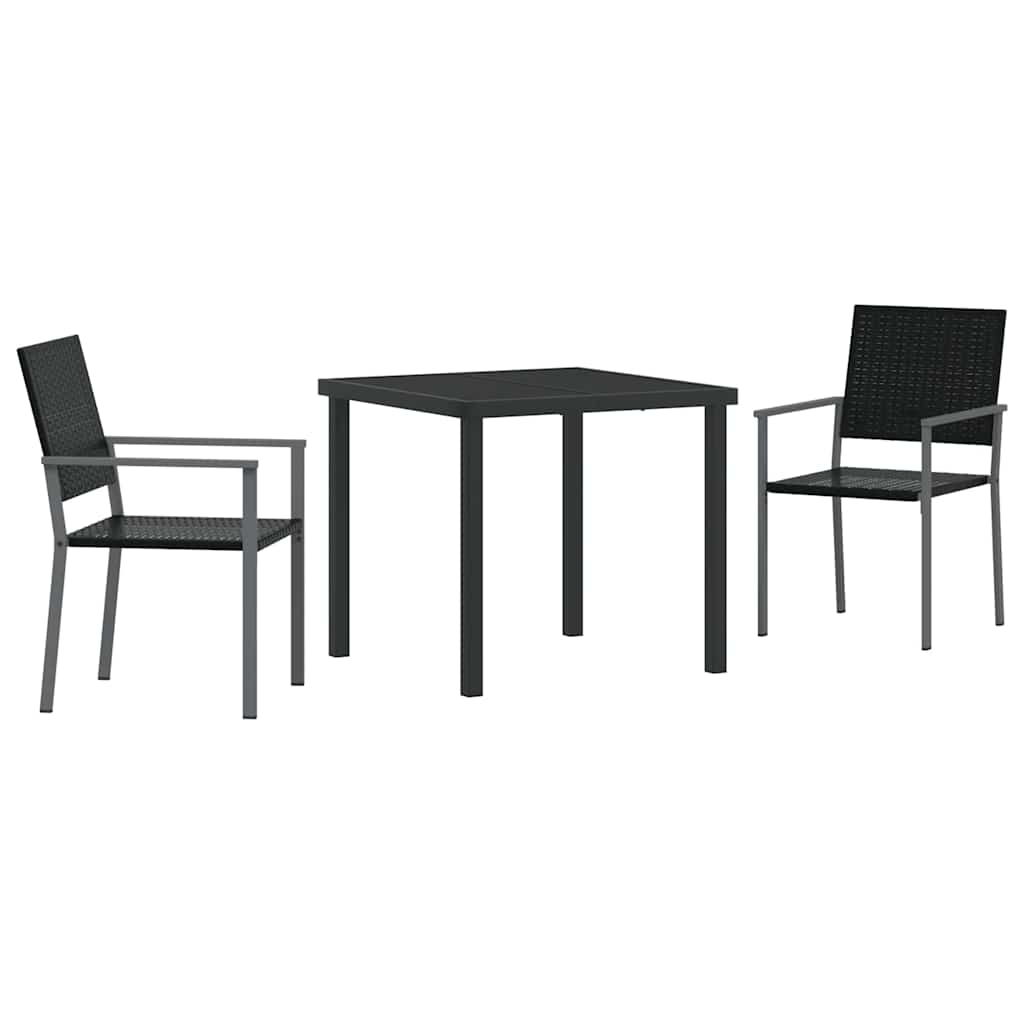 Ensemble de salle à manger pour jardin 3 pcs Noir Rotin PE - XIOS