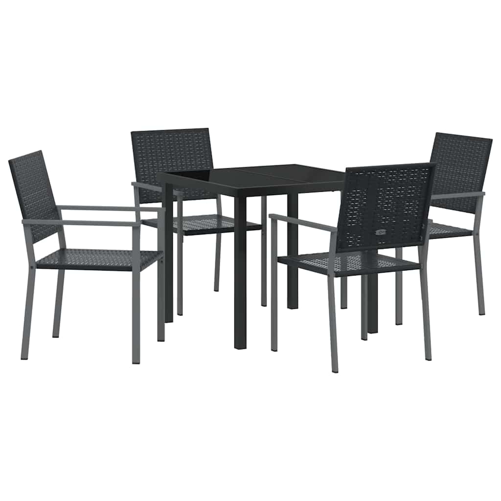 Ensemble de salle à manger pour jardin 5 pcs Noir Rotin PE - XIOS