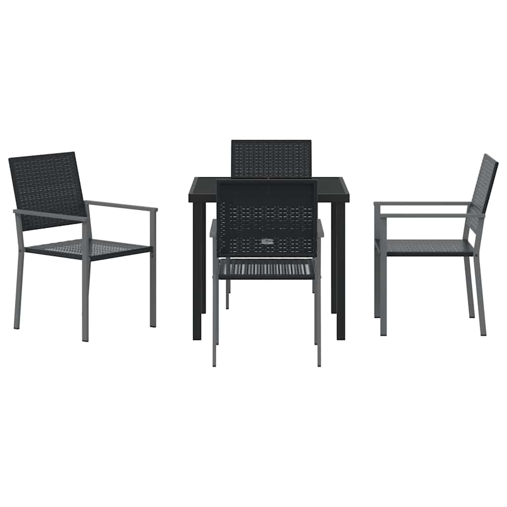 Ensemble de salle à manger pour jardin 5 pcs Noir Rotin PE - XIOS