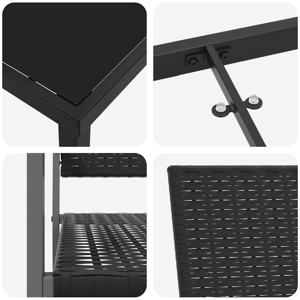Ensemble de salle à manger pour jardin 5 pcs Noir Rotin PE - XIOS