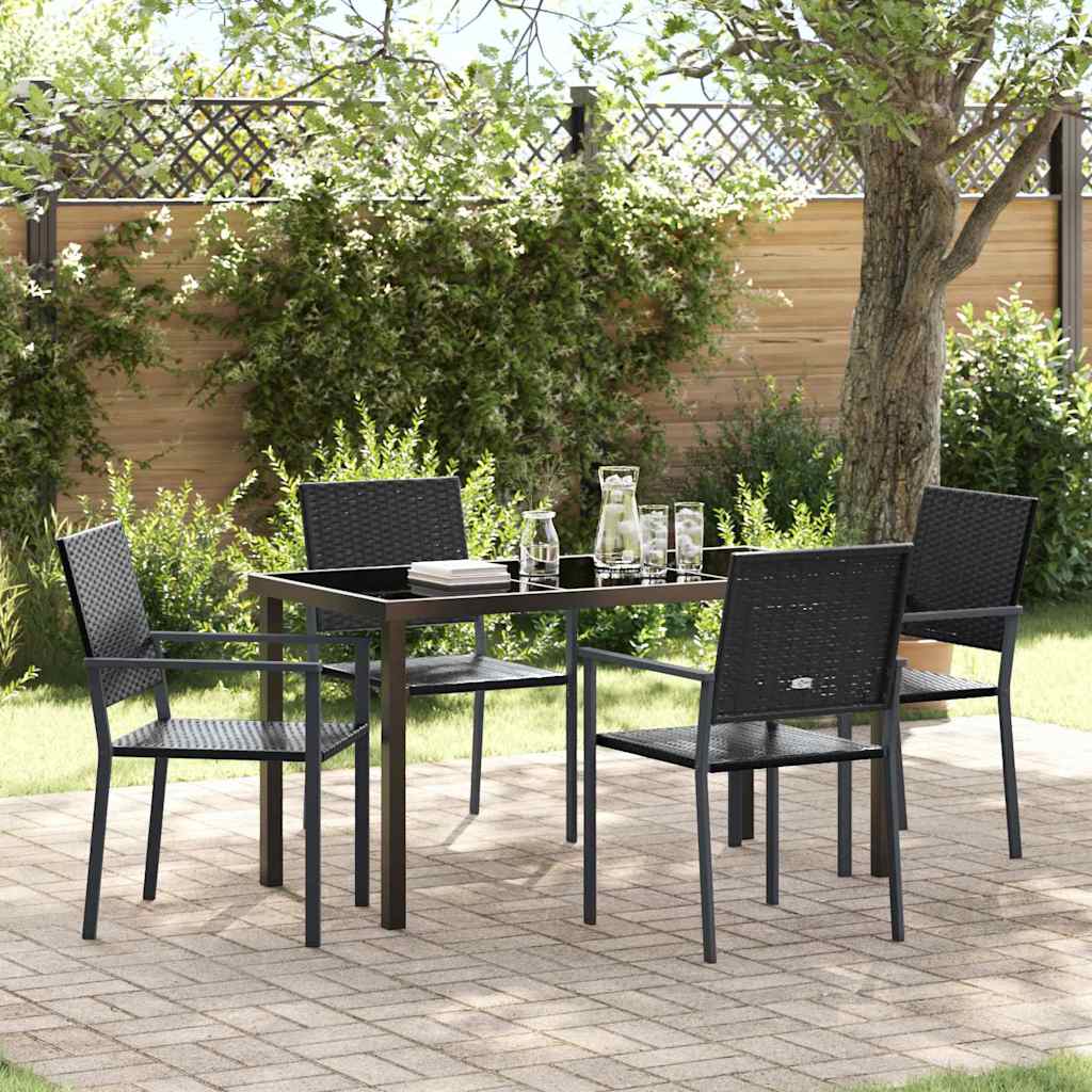 Ensemble de salle à manger pour jardin 5 pcs Noir Rotin PE - XIOS