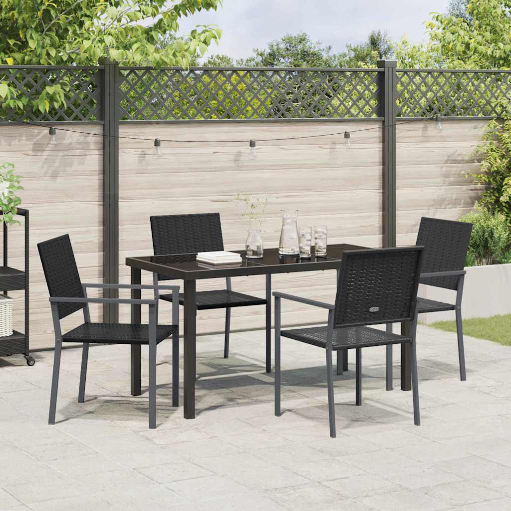 Ensemble de salle à manger pour jardin 5 pcs Noir Rotin PE - XIOS