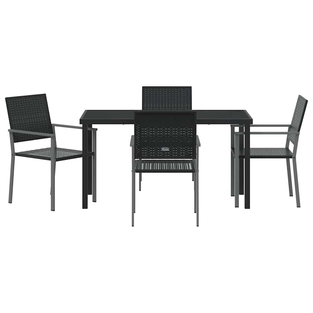 Ensemble de salle à manger pour jardin 5 pcs Noir Rotin PE - XIOS