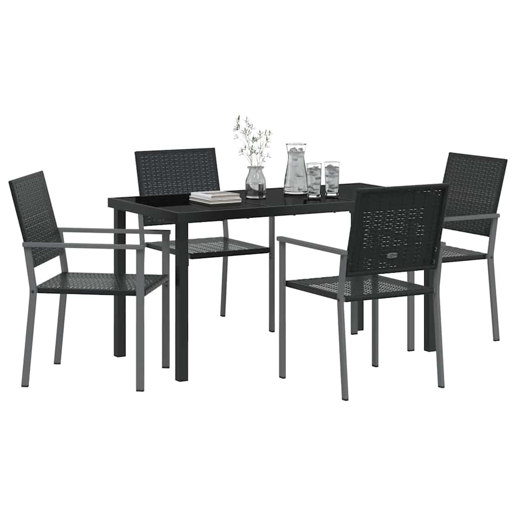 Ensemble de salle à manger pour jardin 5 pcs Noir Rotin PE - XIOS