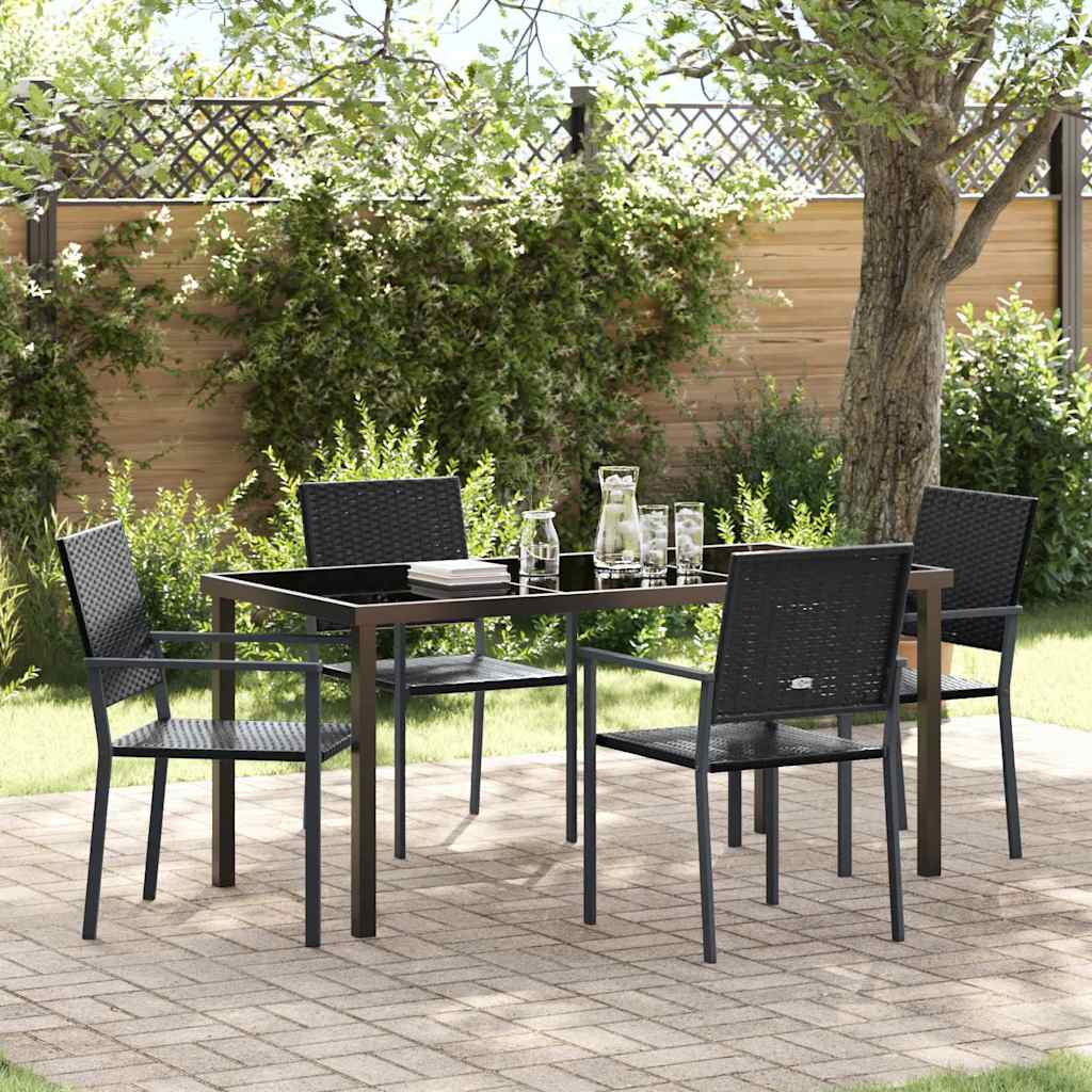 Ensemble de salle à manger pour jardin 5 pcs Noir Rotin PE - XIOS