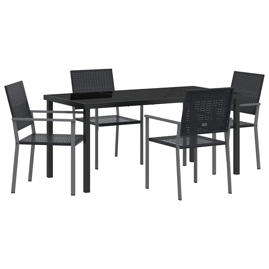 Ensemble de salle à manger pour jardin 5 pcs Noir Rotin PE - XIOS