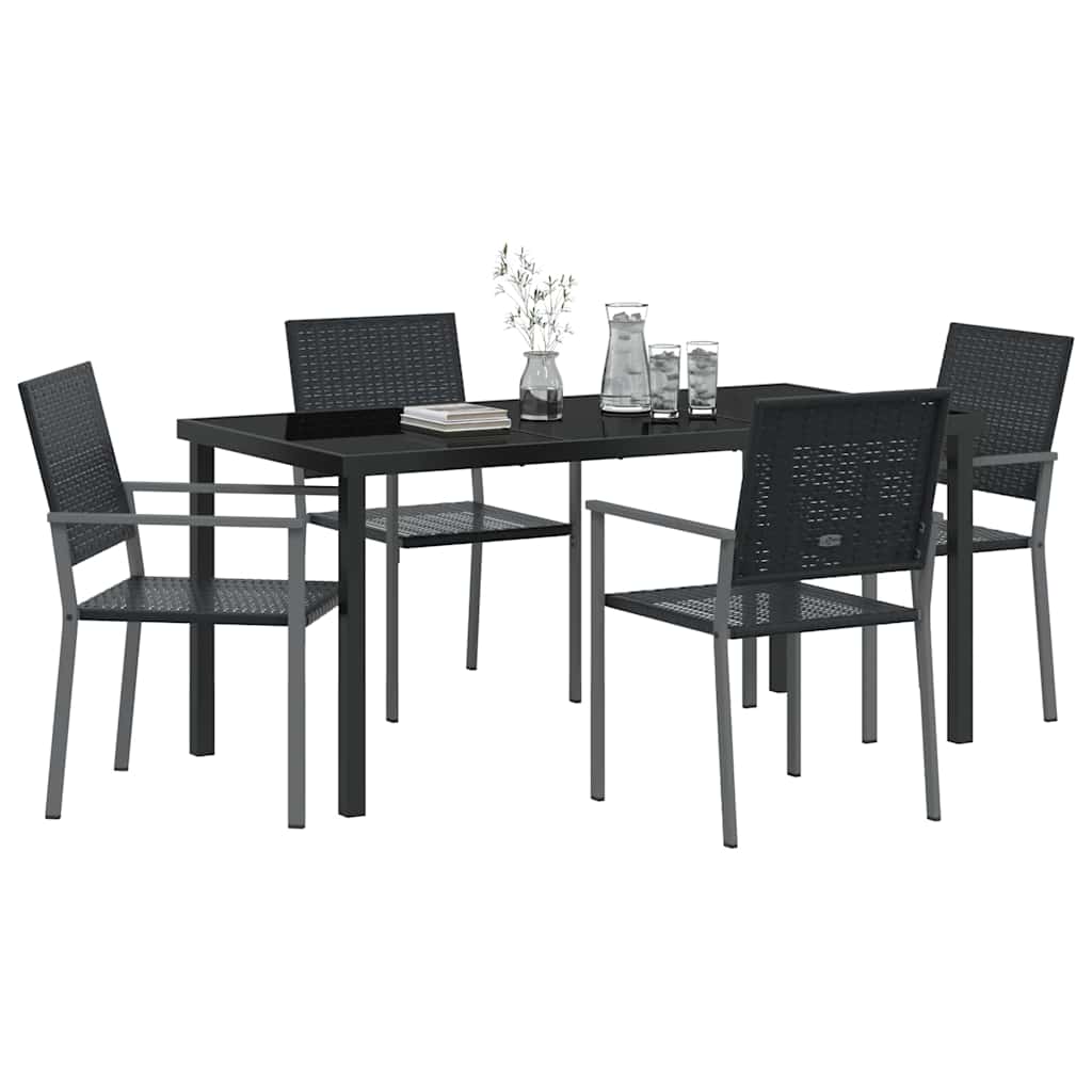 Ensemble de salle à manger pour jardin 5 pcs Noir Rotin PE - XIOS