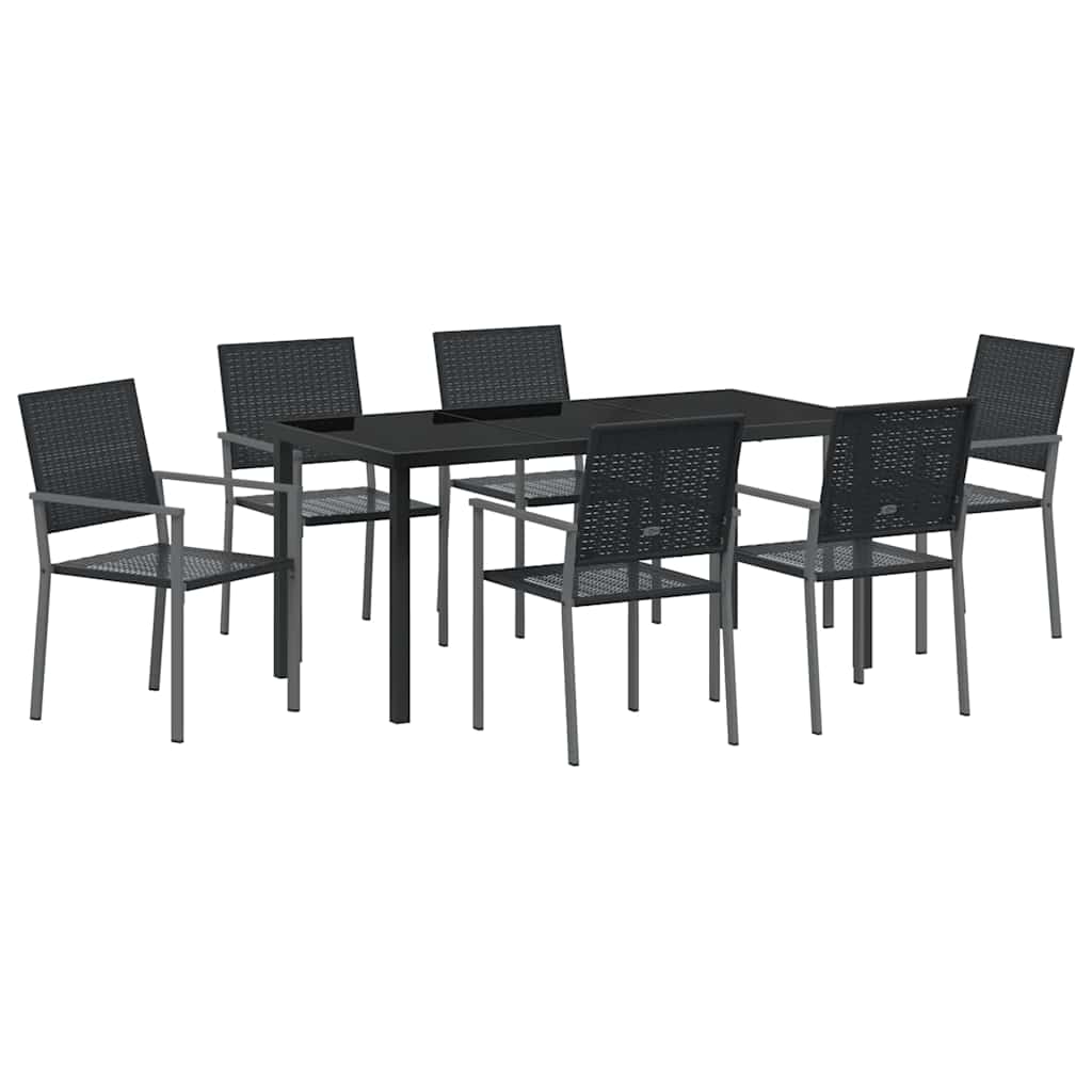 Ensemble de salle à manger pour jardin 7 pcs Noir Rotin PE - XIOS