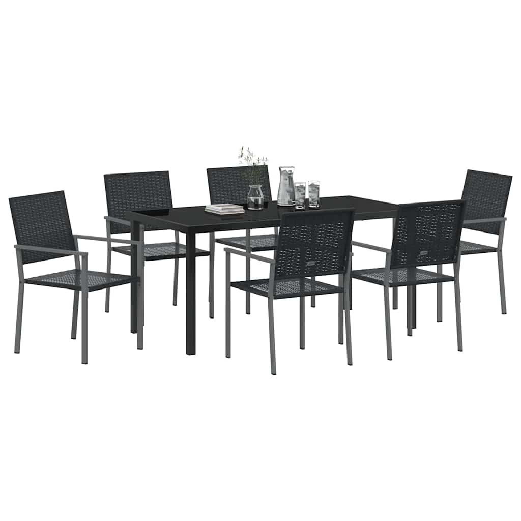Ensemble de salle à manger pour jardin 7 pcs Noir Rotin PE - XIOS