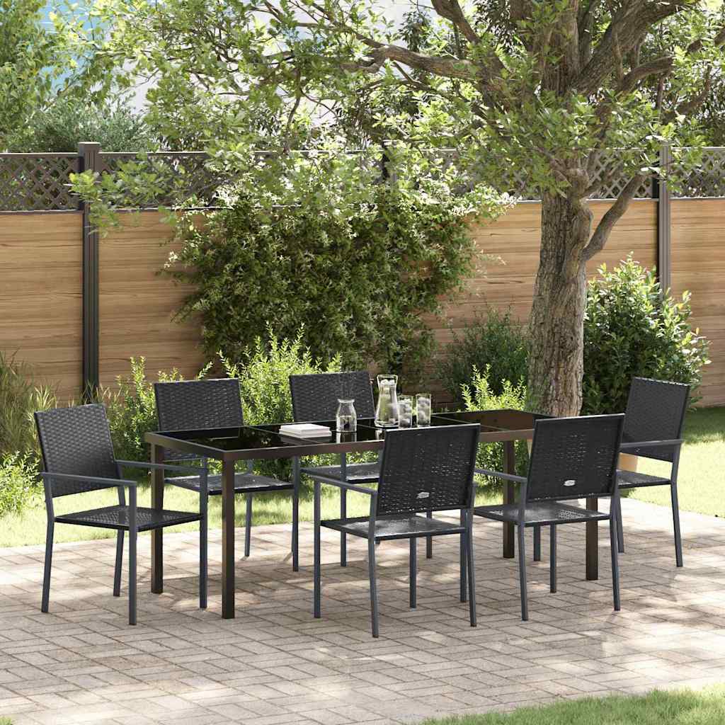 Ensemble de salle à manger pour jardin 7 pcs Noir Rotin PE - XIOS