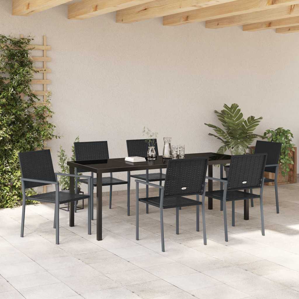 Ensemble de salle à manger pour jardin 7 pcs Noir Rotin PE - XIOS