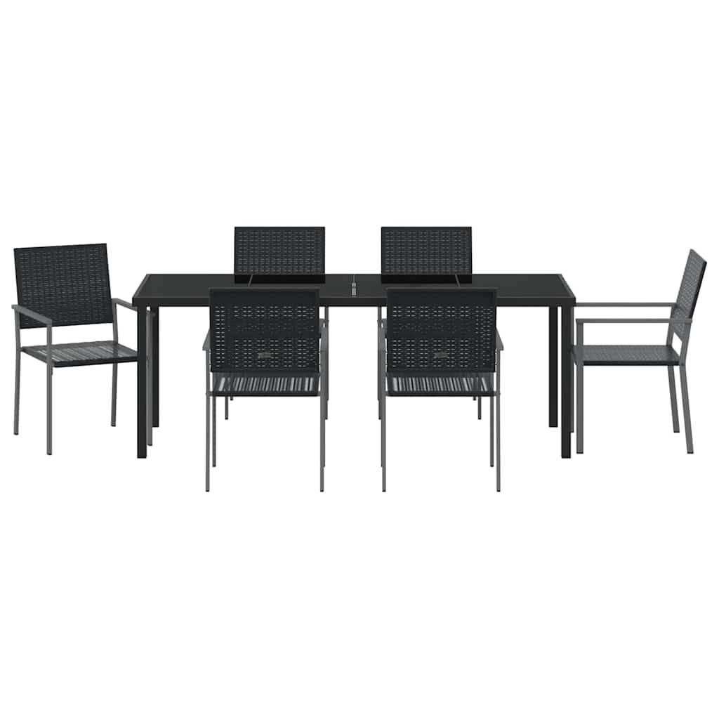 Ensemble de salle à manger pour jardin 7 pcs Noir Rotin PE - XIOS