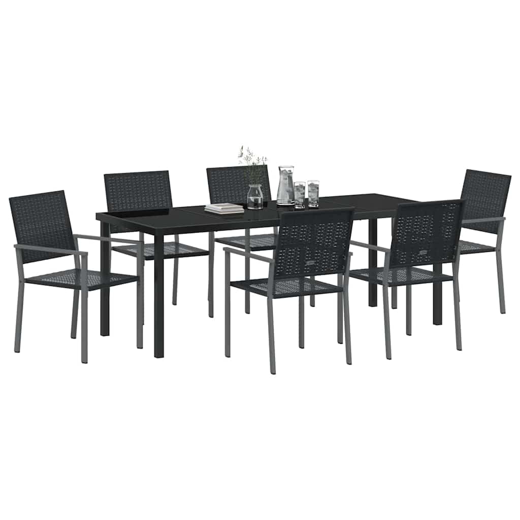 Ensemble de salle à manger pour jardin 7 pcs Noir Rotin PE - XIOS