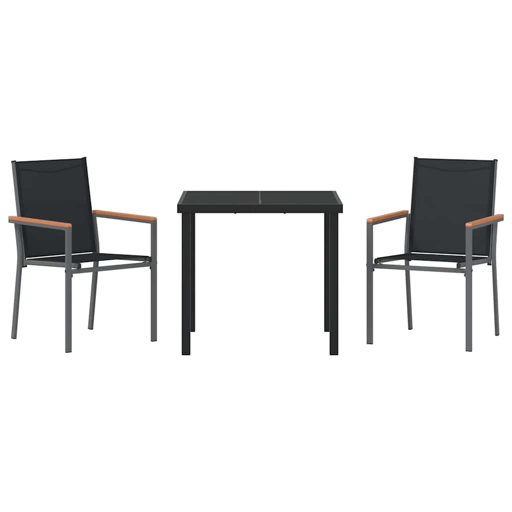 Ensemble de salle à manger pour jardin 3 pcs Noir - XIOS