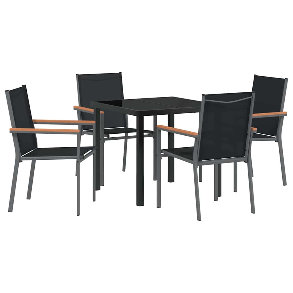 Ensemble de salle à manger pour jardin 5 pcs Noir - XIOS