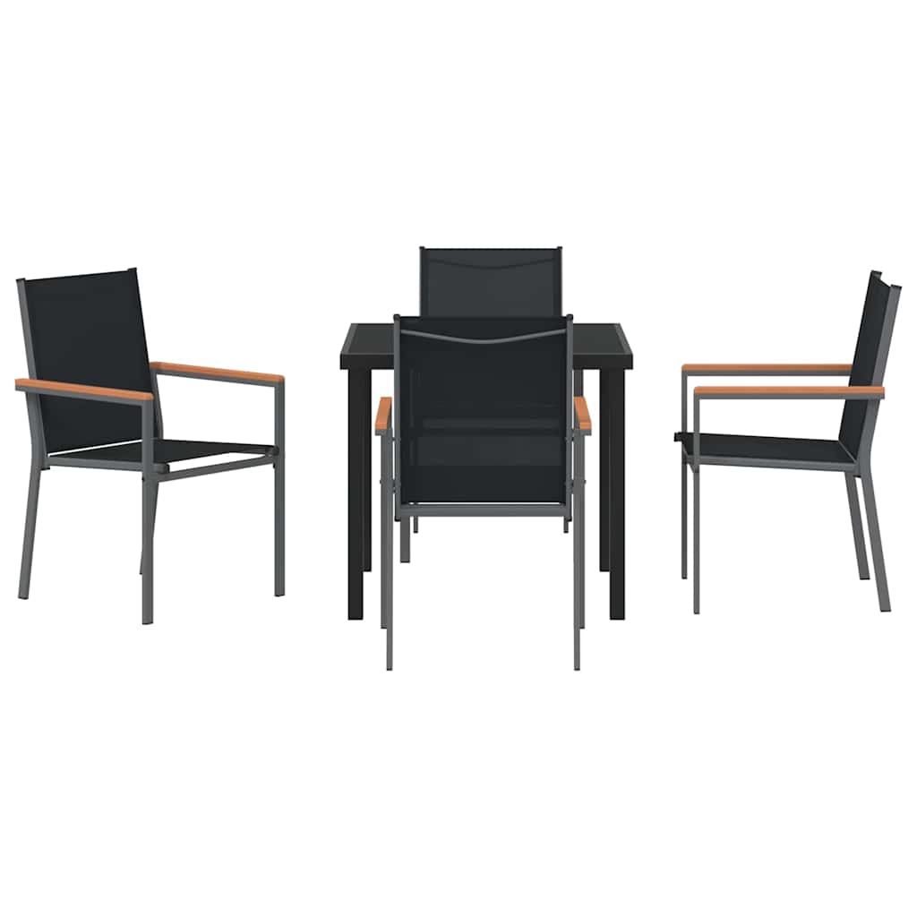 Ensemble de salle à manger pour jardin 5 pcs Noir - XIOS