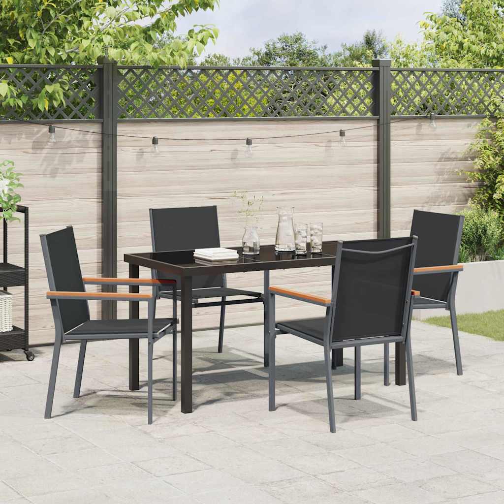 Ensemble de salle à manger pour jardin 5 pcs Noir - XIOS