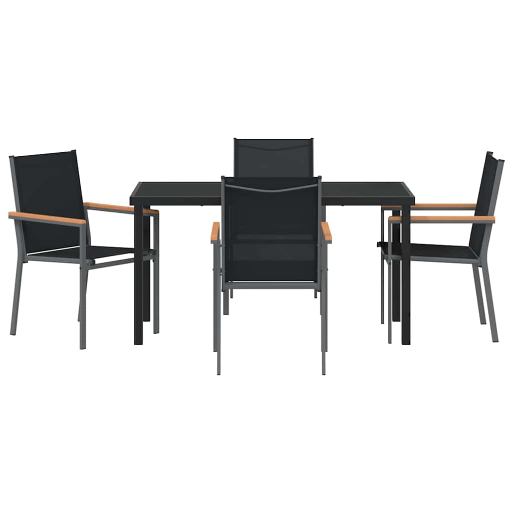 Ensemble de salle à manger pour jardin 5 pcs Noir - XIOS