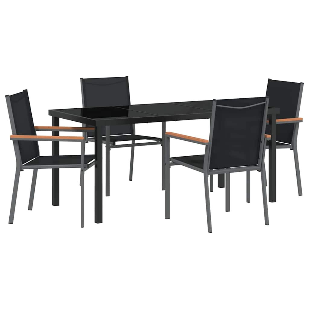Ensemble de salle à manger pour jardin 5 pcs Noir - XIOS
