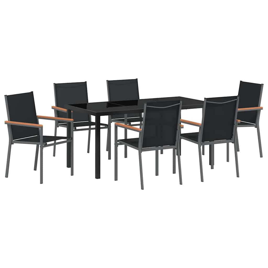Ensemble de salle à manger pour jardin 7 pcs Noir - XIOS