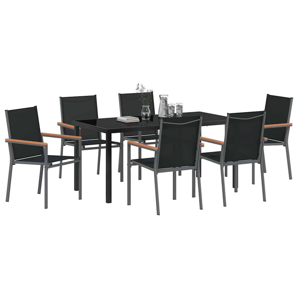 Ensemble de salle à manger pour jardin 7 pcs Noir - XIOS