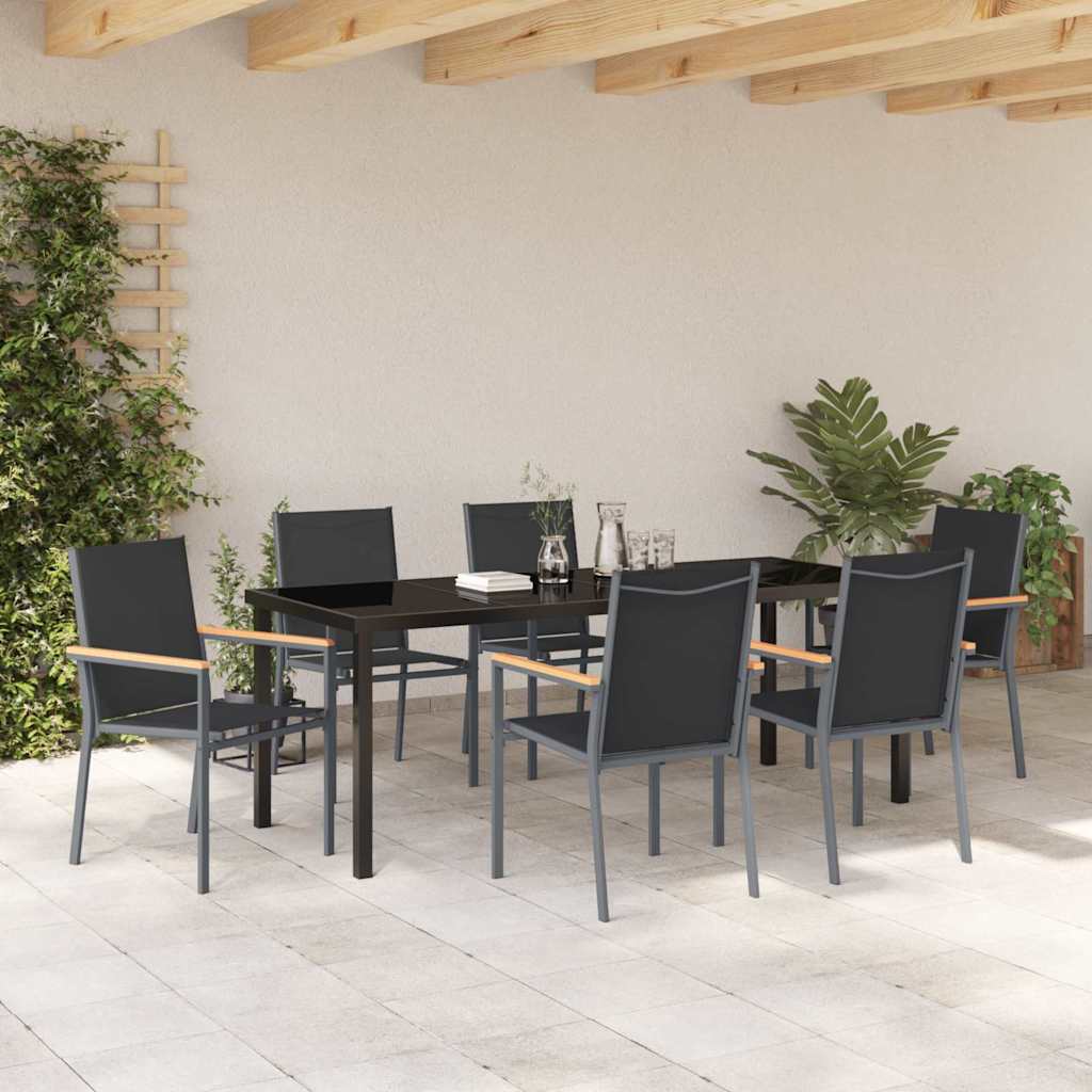 Ensemble de salle à manger pour jardin 7 pcs Noir - XIOS
