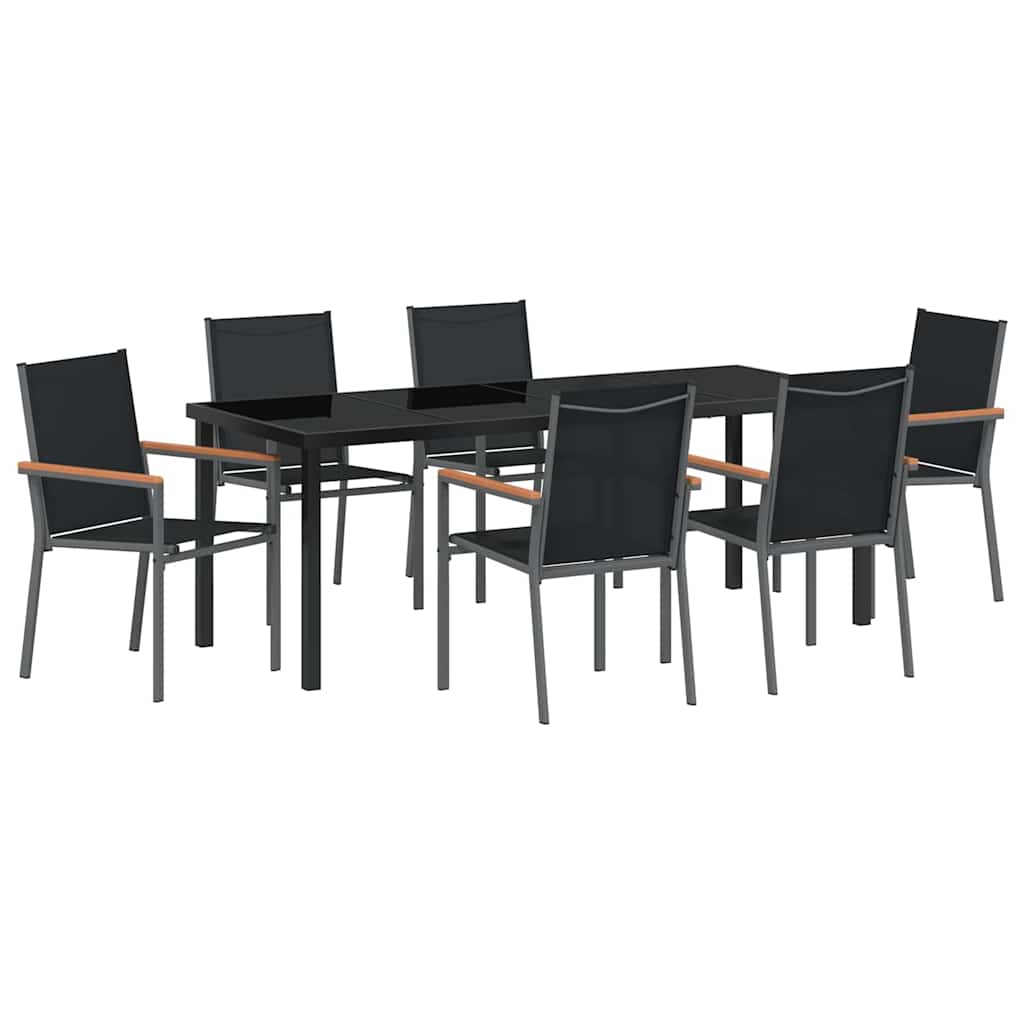 Ensemble de salle à manger pour jardin 7 pcs Noir - XIOS