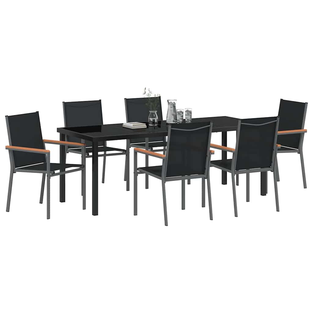 Ensemble de salle à manger pour jardin 7 pcs Noir - XIOS