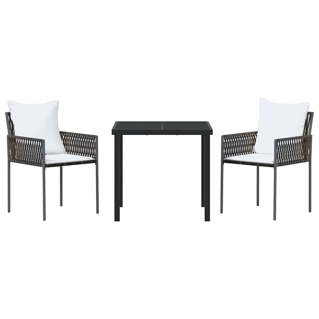 Ensemble de salle à manger pour jardin 3 pcs Marron et Noir - XIOS