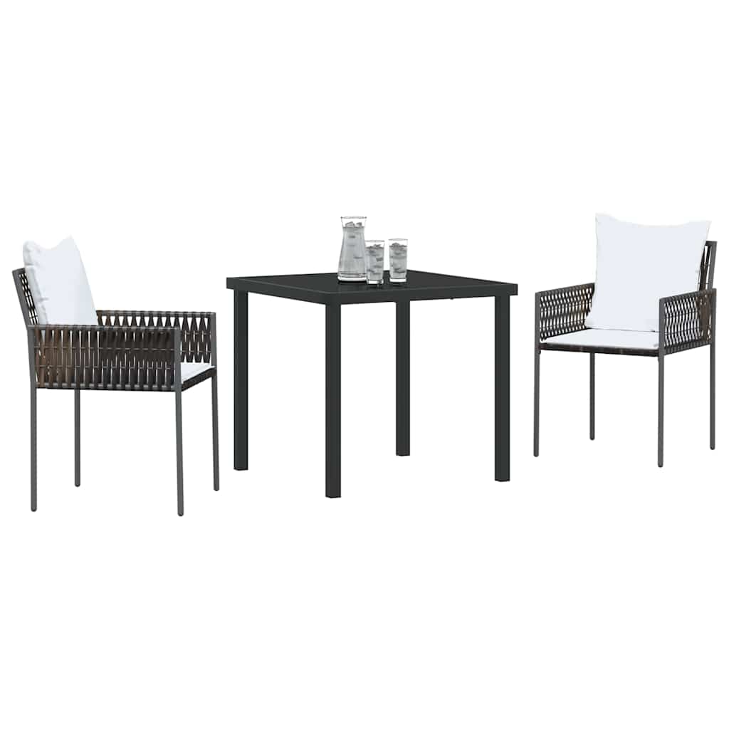 Ensemble de salle à manger pour jardin 3 pcs Marron et Noir - XIOS