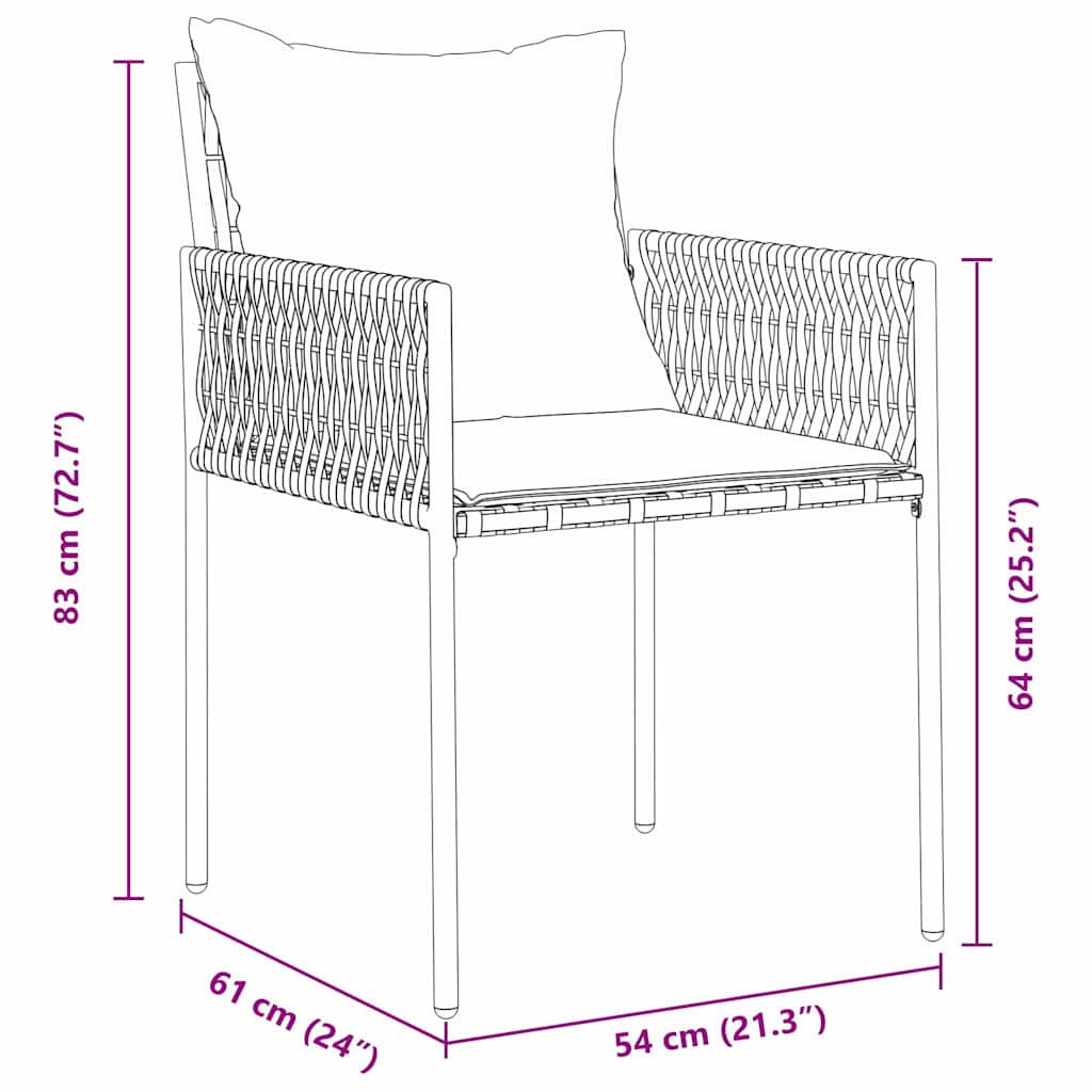 Ensemble de salle à manger pour jardin 3 pcs Marron et Noir - XIOS
