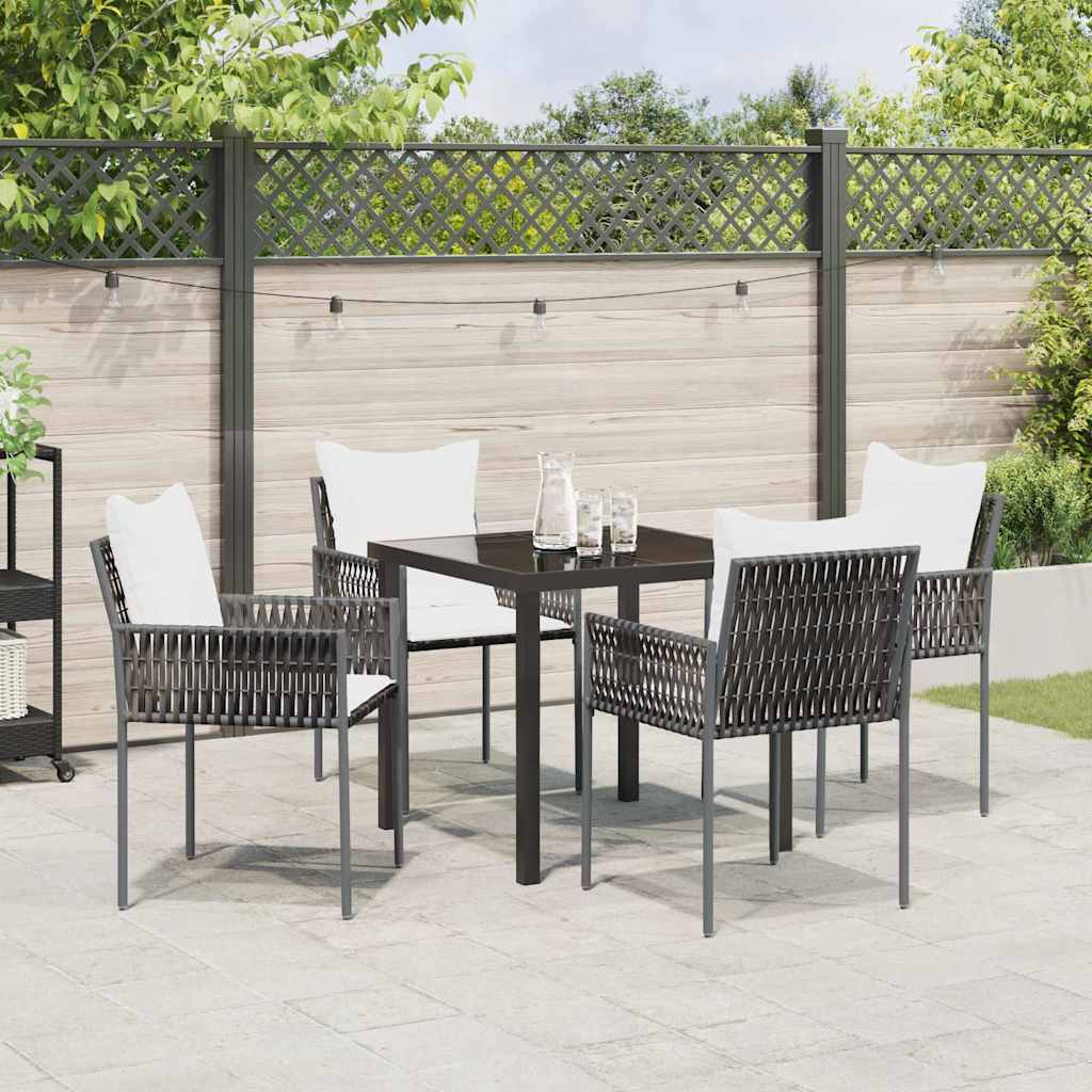 Ensemble de salle à manger pour jardin 5 pcs Marron et Noir - XIOS