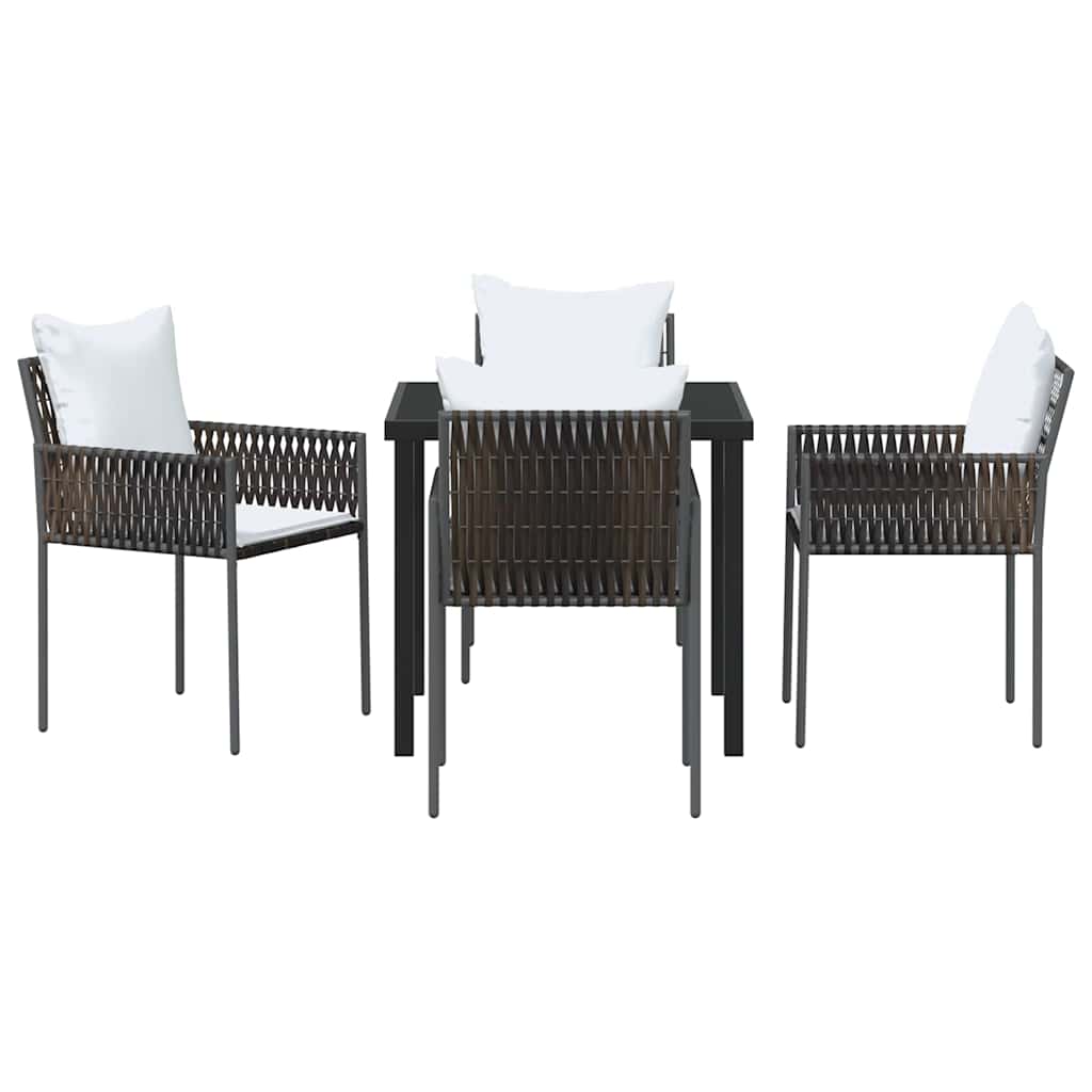 Ensemble de salle à manger pour jardin 5 pcs Marron et Noir - XIOS