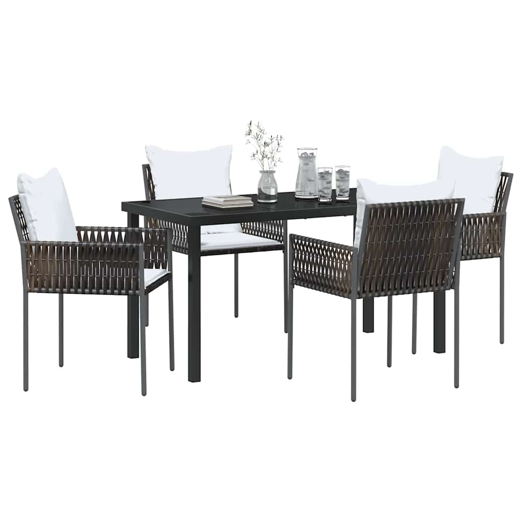 Ensemble de salle à manger pour jardin 5 pcs Marron et Noir - XIOS