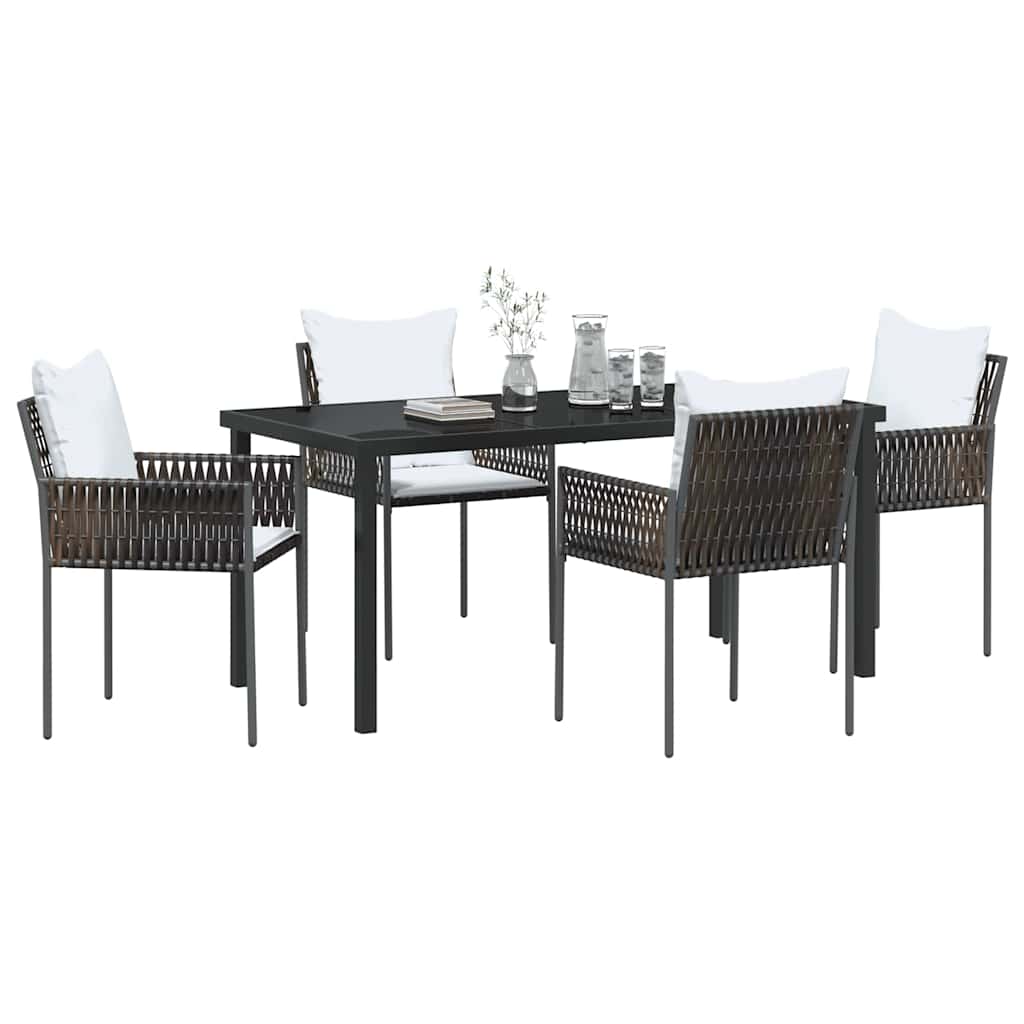 Ensemble de salle à manger pour jardin 5 pcs Marron et Noir - XIOS