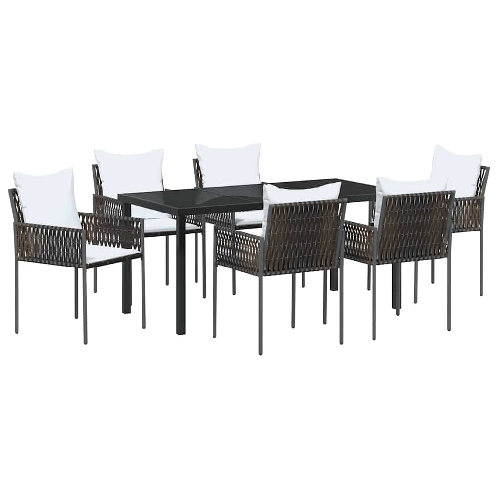 Ensemble de salle à manger pour jardin 7 pcs Marron et Noir - XIOS
