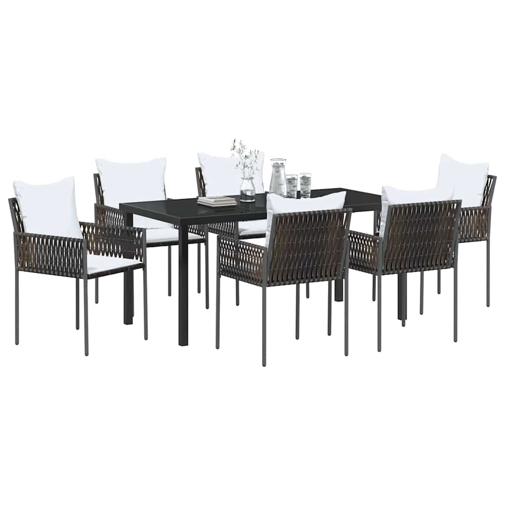 Ensemble de salle à manger pour jardin 7 pcs Marron et Noir - XIOS