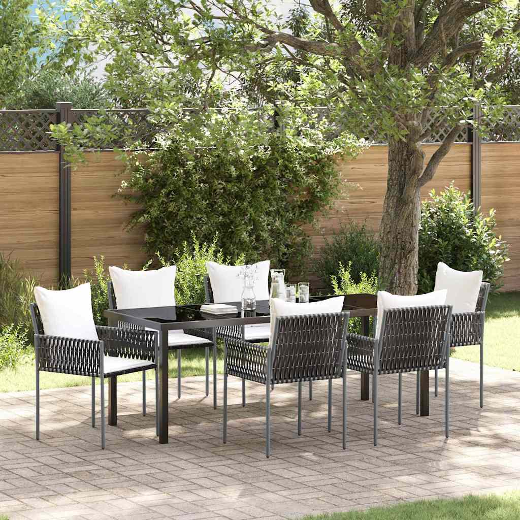 Ensemble de salle à manger pour jardin 7 pcs Marron et Noir - XIOS