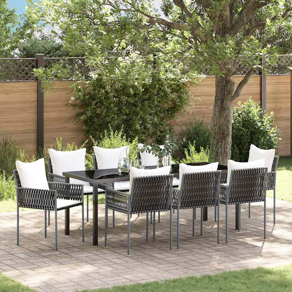 Ensemble de salle à manger pour jardin 9 pcs Marron et Noir - XIOS