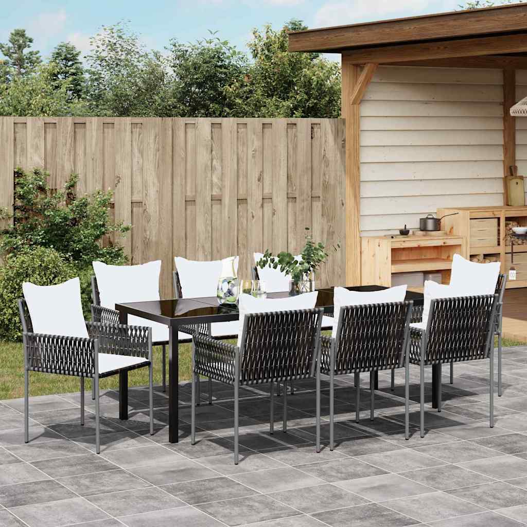 Ensemble de salle à manger pour jardin 9 pcs Marron et Noir - XIOS