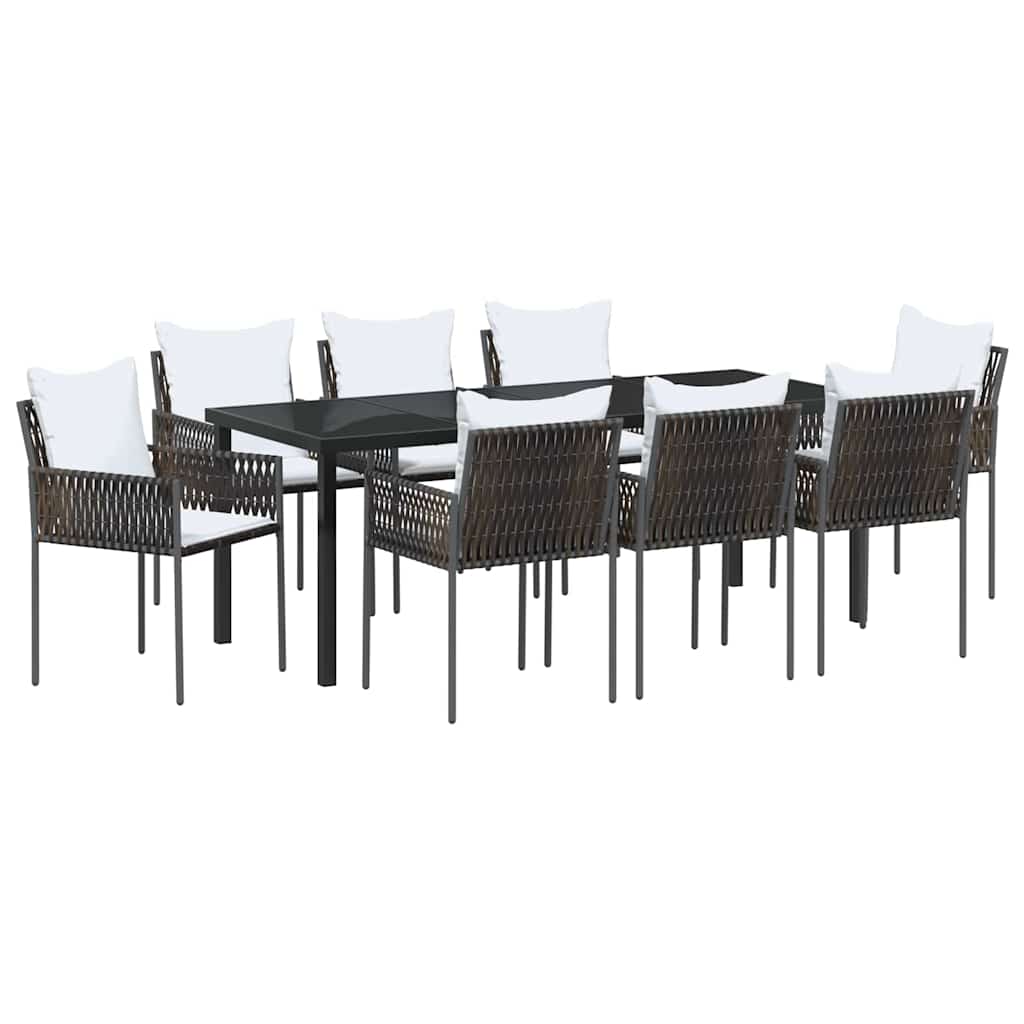 Ensemble de salle à manger pour jardin 9 pcs Marron et Noir - XIOS