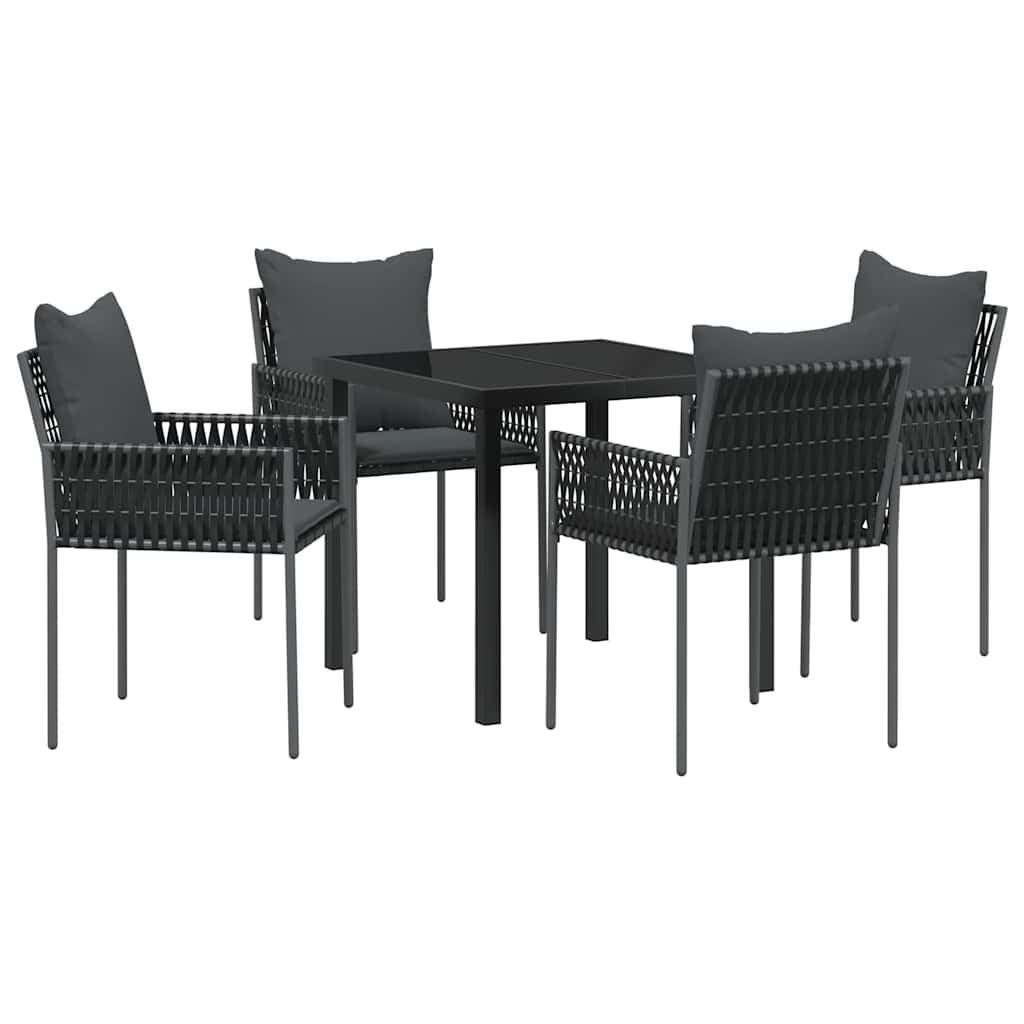 Ensemble de salle à manger pour jardin 5 pcs Noir et gris - XIOS
