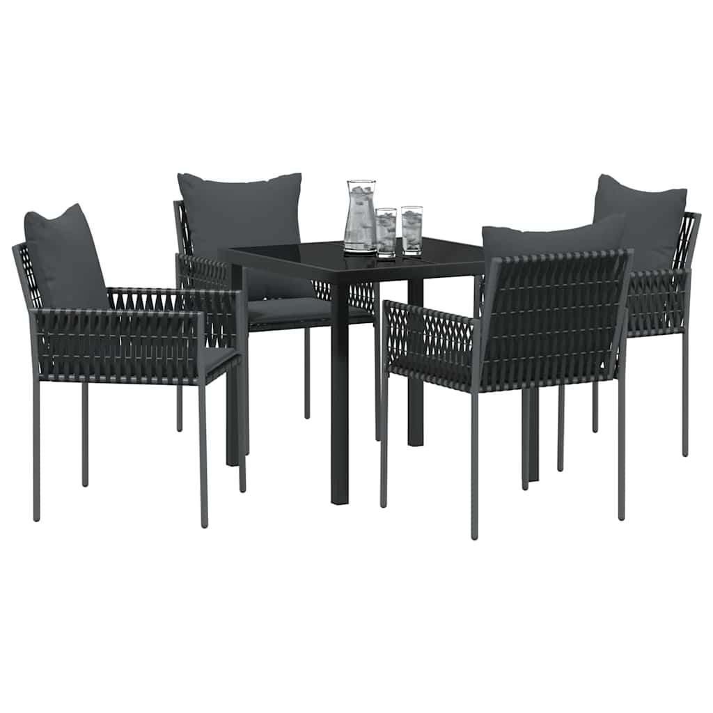 Ensemble de salle à manger pour jardin 5 pcs Noir et gris - XIOS