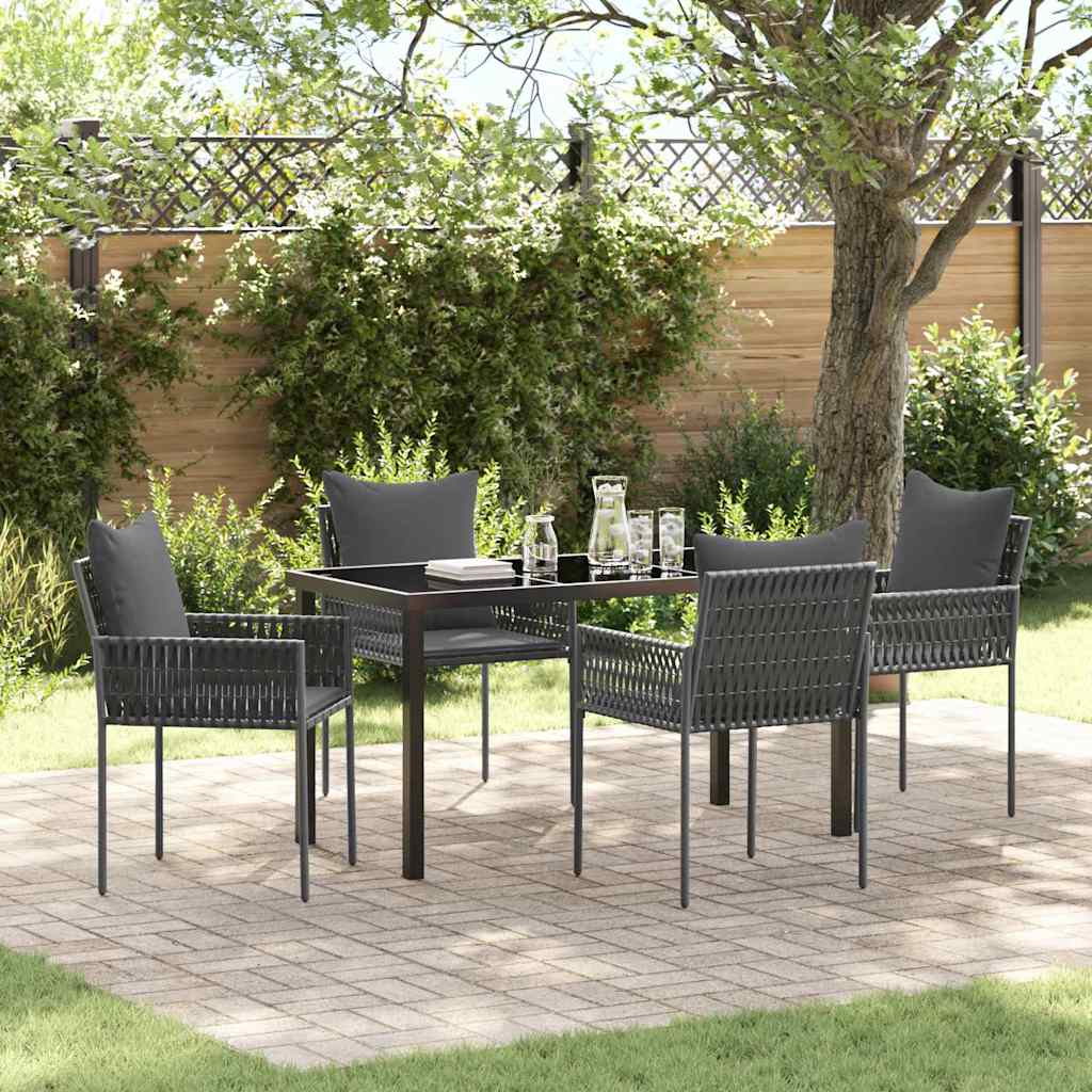 Ensemble de salle à manger pour jardin 5 pcs Noir et gris - XIOS