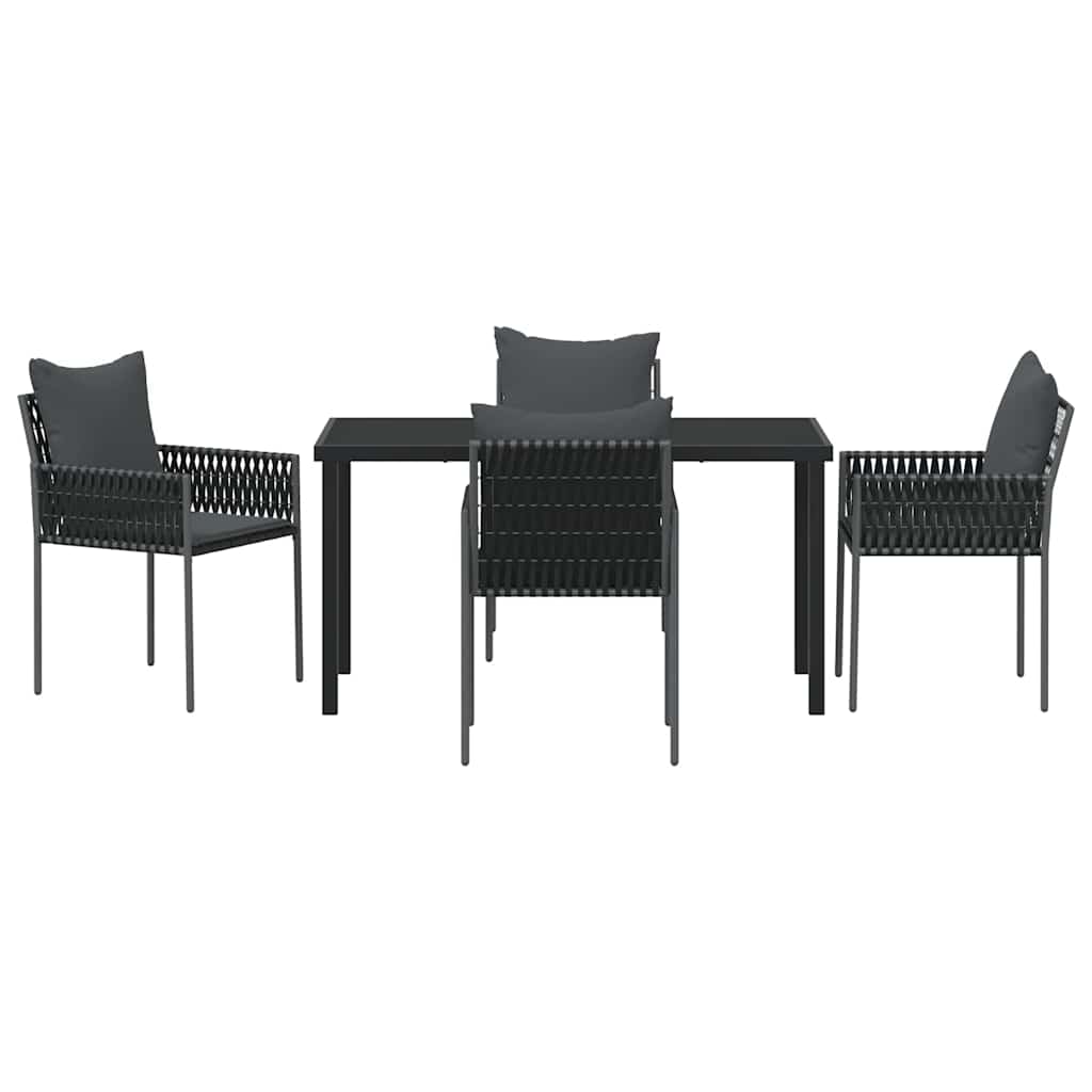 Ensemble de salle à manger pour jardin 5 pcs Noir et gris - XIOS